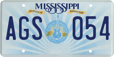MS license plate AGS054