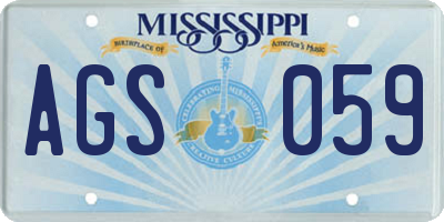 MS license plate AGS059