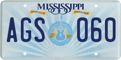 MS license plate AGS060