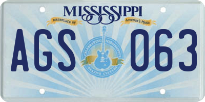 MS license plate AGS063