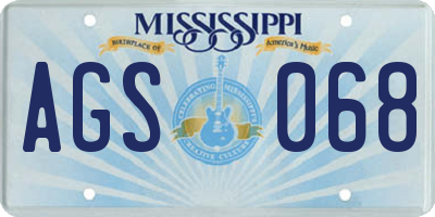 MS license plate AGS068