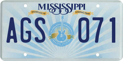MS license plate AGS071