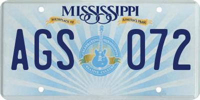 MS license plate AGS072
