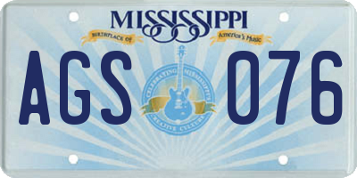 MS license plate AGS076