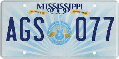 MS license plate AGS077