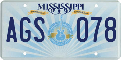 MS license plate AGS078