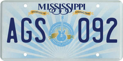 MS license plate AGS092