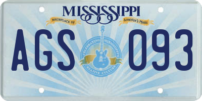 MS license plate AGS093