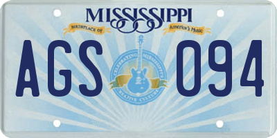 MS license plate AGS094