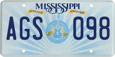 MS license plate AGS098