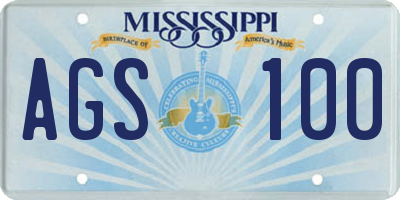 MS license plate AGS100