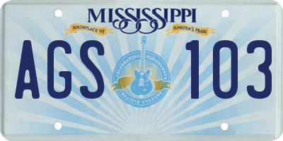 MS license plate AGS103