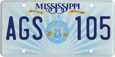 MS license plate AGS105