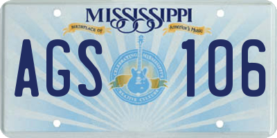 MS license plate AGS106