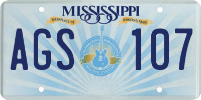 MS license plate AGS107