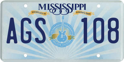 MS license plate AGS108