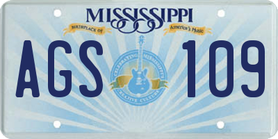 MS license plate AGS109