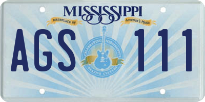 MS license plate AGS111