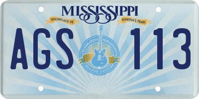 MS license plate AGS113