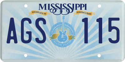 MS license plate AGS115