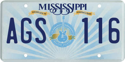 MS license plate AGS116