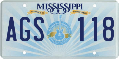 MS license plate AGS118