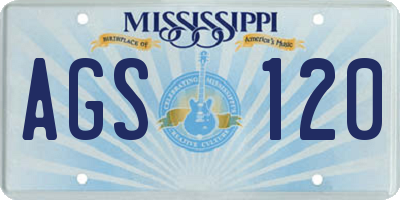 MS license plate AGS120