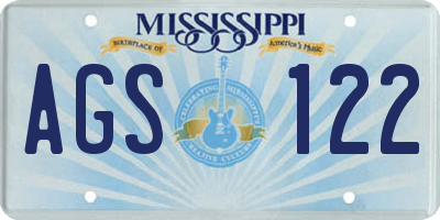 MS license plate AGS122