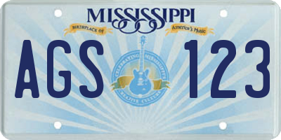 MS license plate AGS123