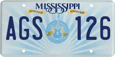 MS license plate AGS126