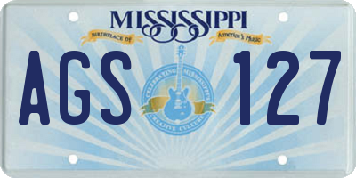 MS license plate AGS127