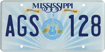 MS license plate AGS128