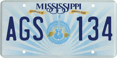 MS license plate AGS134