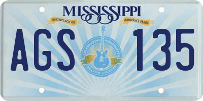 MS license plate AGS135