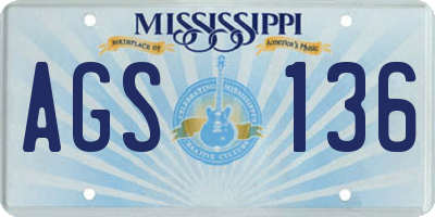 MS license plate AGS136