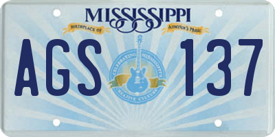 MS license plate AGS137
