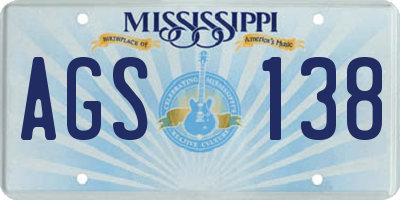 MS license plate AGS138