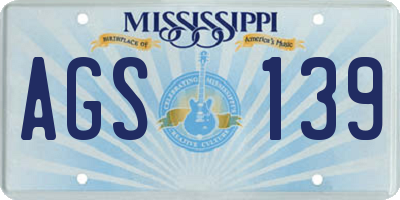MS license plate AGS139