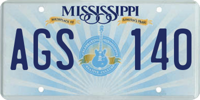 MS license plate AGS140