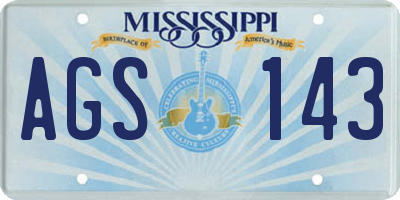 MS license plate AGS143