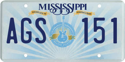 MS license plate AGS151