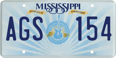 MS license plate AGS154