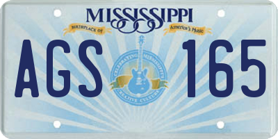 MS license plate AGS165