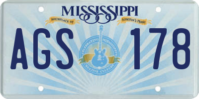 MS license plate AGS178
