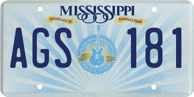 MS license plate AGS181