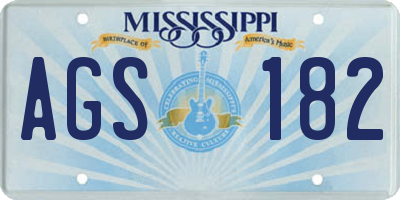 MS license plate AGS182