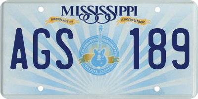 MS license plate AGS189