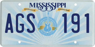MS license plate AGS191