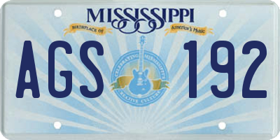 MS license plate AGS192