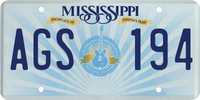 MS license plate AGS194